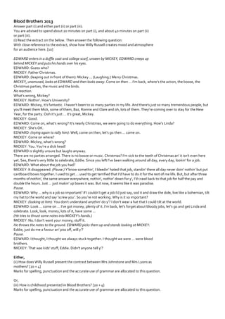 Blood Brothers Past Questions Wjec
