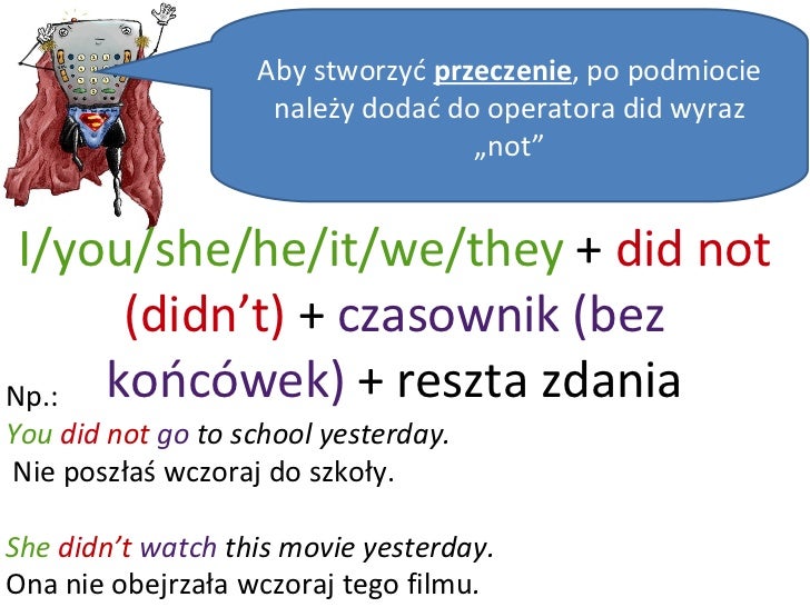 Podkreśl Zdania W Których Czasowniki Występują W Stronie Czynnej Budowa zdania w Past Simple