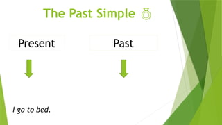 The Past Simple 
Present Past
I go to bed.
 
