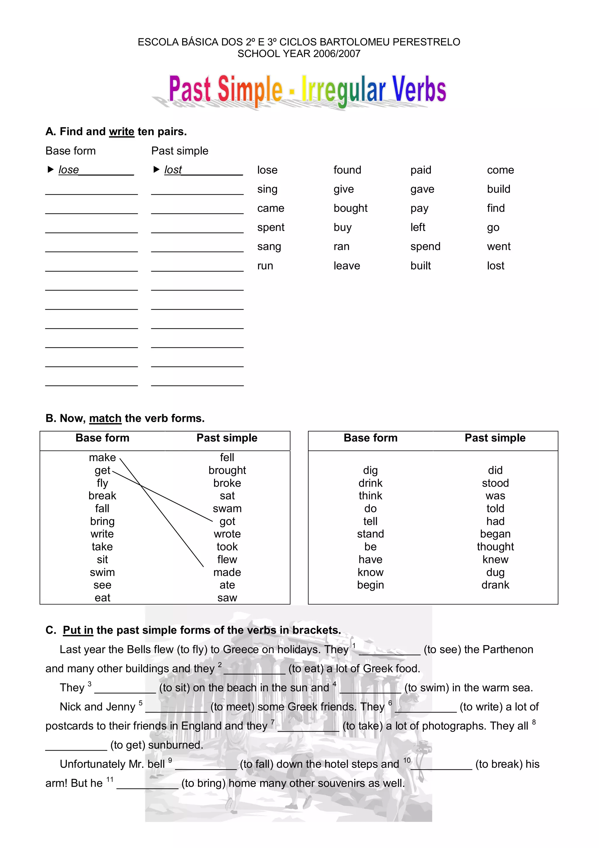 Past simple irregular verbs | PDF