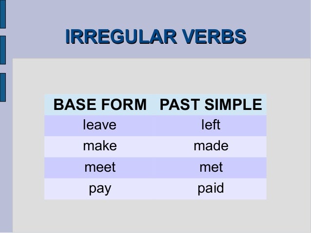 irregular verbs past simple past form of meet