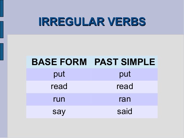 Irregular Verbs Past Simple Irregular Verbs Past Simple