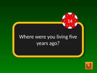 Where were you living five
years ago?
14