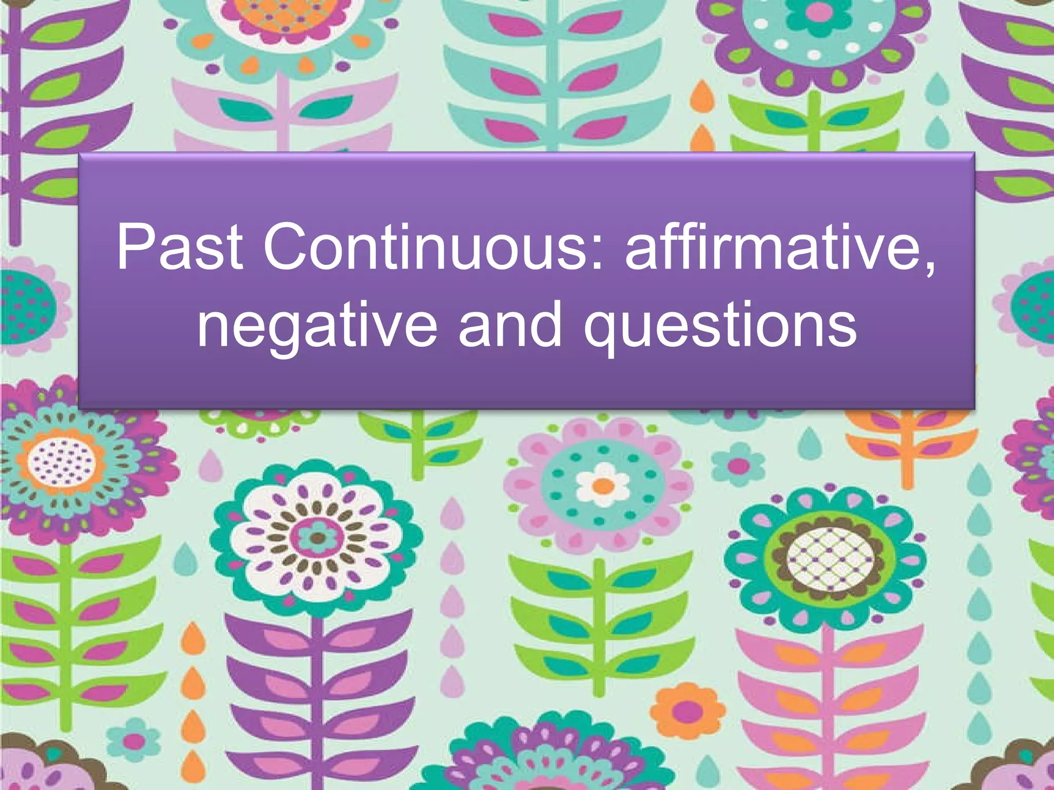 Past Continuous: affirmative, negative and questions 