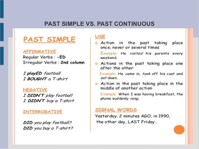 Past Simple And Past Continuous Contrast