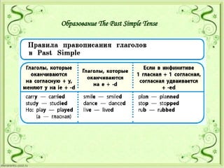 Образование The Past Simple Tense
 