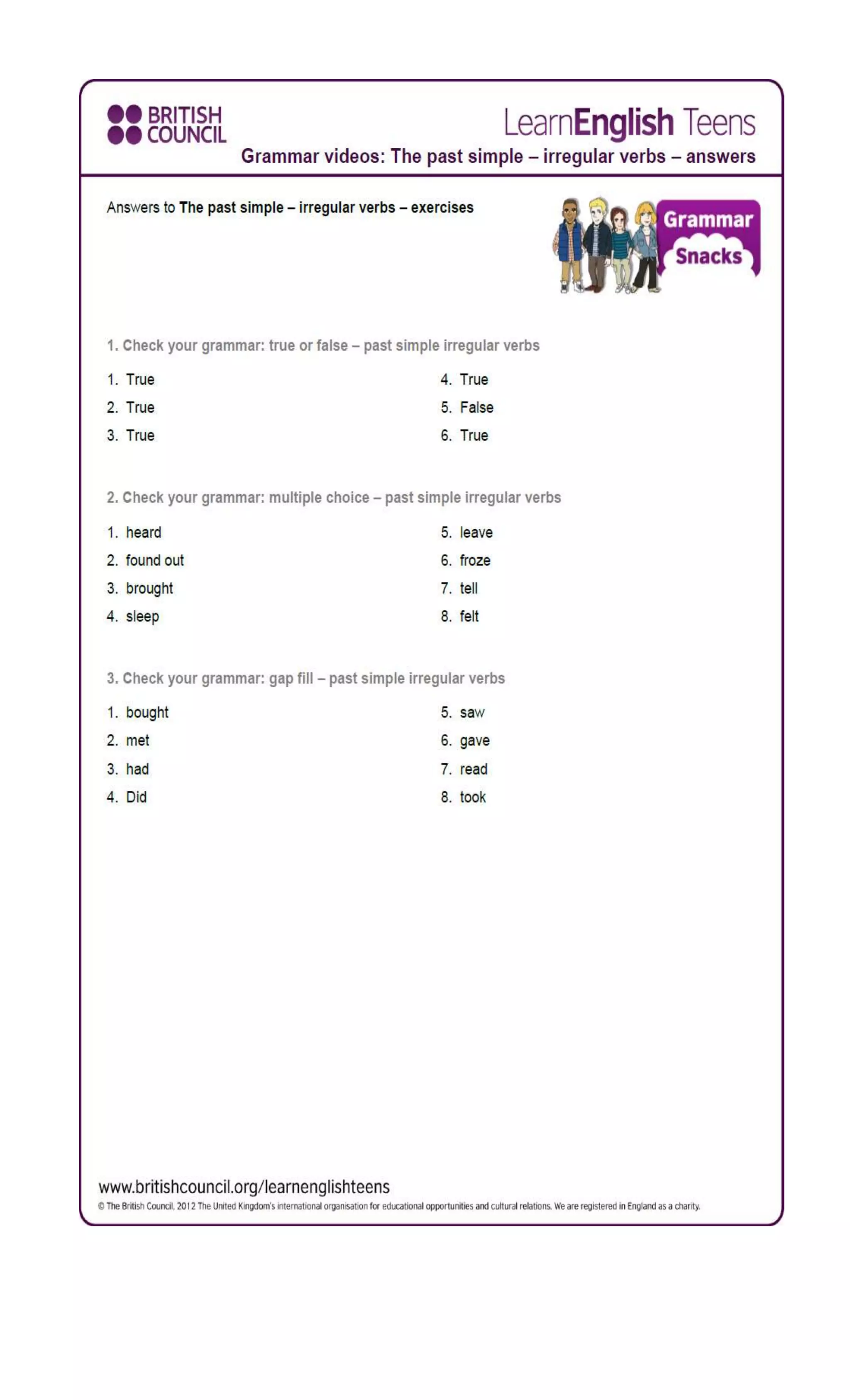 Past simple irregular verbs practice