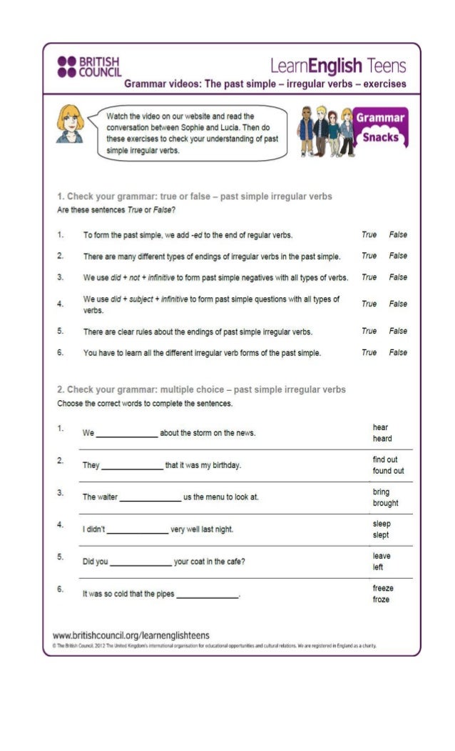 Past Simple Irregular Verbs Practice Past Simple Irregular Verbs Practice