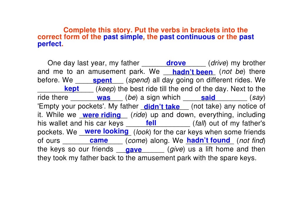 past simple past continuous and past perfect past form of put