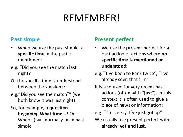 Past simple present perfect