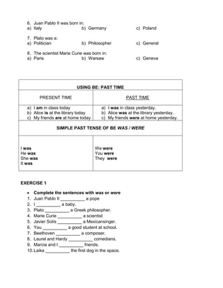 Past simple seventh graders