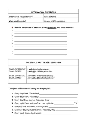 Past simple seventh graders