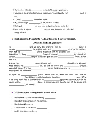 Past simple seventh graders