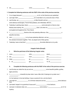 Past simple seventh graders