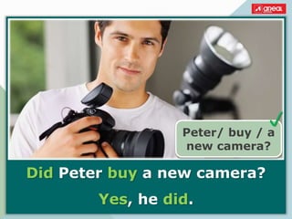 Did Peter buy a new camera?
Yes, he did.
Peter/ buy / a
new camera?

 