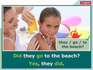 Did they go to the beach?
Yes, they did.
they / go / to
the beach?

 