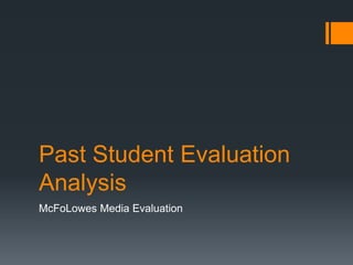 Past Student Evaluation
Analysis
McFoLowes Media Evaluation
 