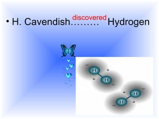 discovered
• H. Cavendish……… Hydrogen
 