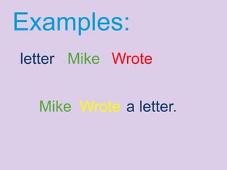 Examples:
Mike Wroteletter
Mike Wrote a letter.
 