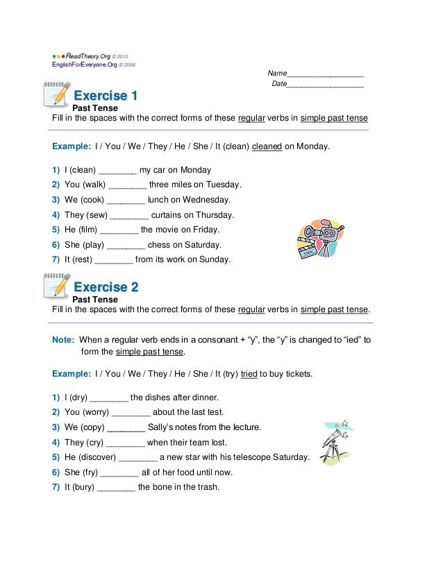 Past Tense Exercise 1and2