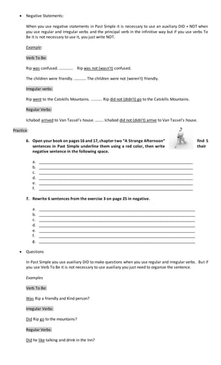Sentences With Rip Past tense grade sixth 2012 | DOCX