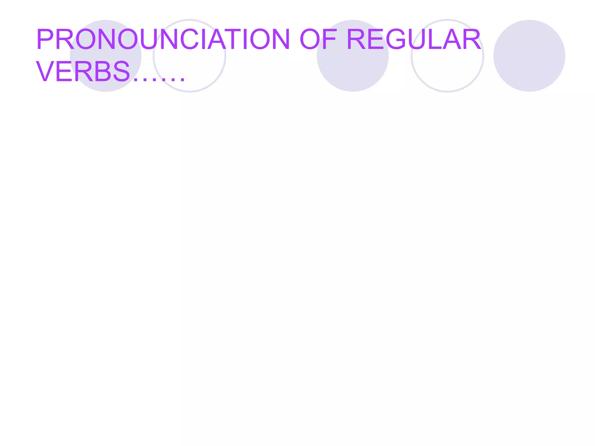 PRONOUNCIATION OF REGULAR
VERBS……
 