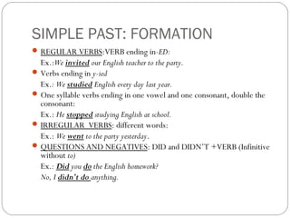 First Party Verb Past tenses | PPT