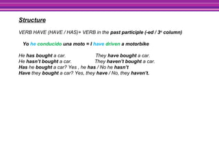 PRESENT PERFECT SIMPLE vs CONTINUOUS
1)I’ve painted the living room blue. (focus on the finished result. The activity is
finished but we can see the results now).
I’ve been decorating the house this summer. (focus on the action and the
action is unfinished)
2) I’ve read that book you lent me. I finished it yesterday. (completion idea)
I’ve been reading that book you lent me. I’ve got another 50 pages to read.
(something is unfinished)
3)She’s written 10 messages. (How much / many…?)
She’s been writing emails for 3 hours. (How long…?)
4) !! I’ve worked here for 30 years.( How long…? BUT it’s a permanent situation)
I usually work in London but I’ve been working in Birmingham for the last 3
weeks.
( How long…? It’s a permanent situation)
 