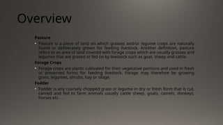 Pasture Def Introduction to Grasses: Pasture and other fodder crops | PPTX