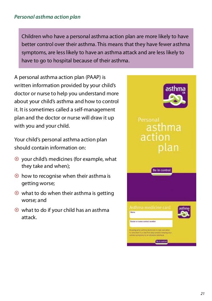 Managing asthma in children - A booklet for parents and carers