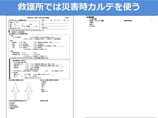 救護所では災害時カルテを使う
 