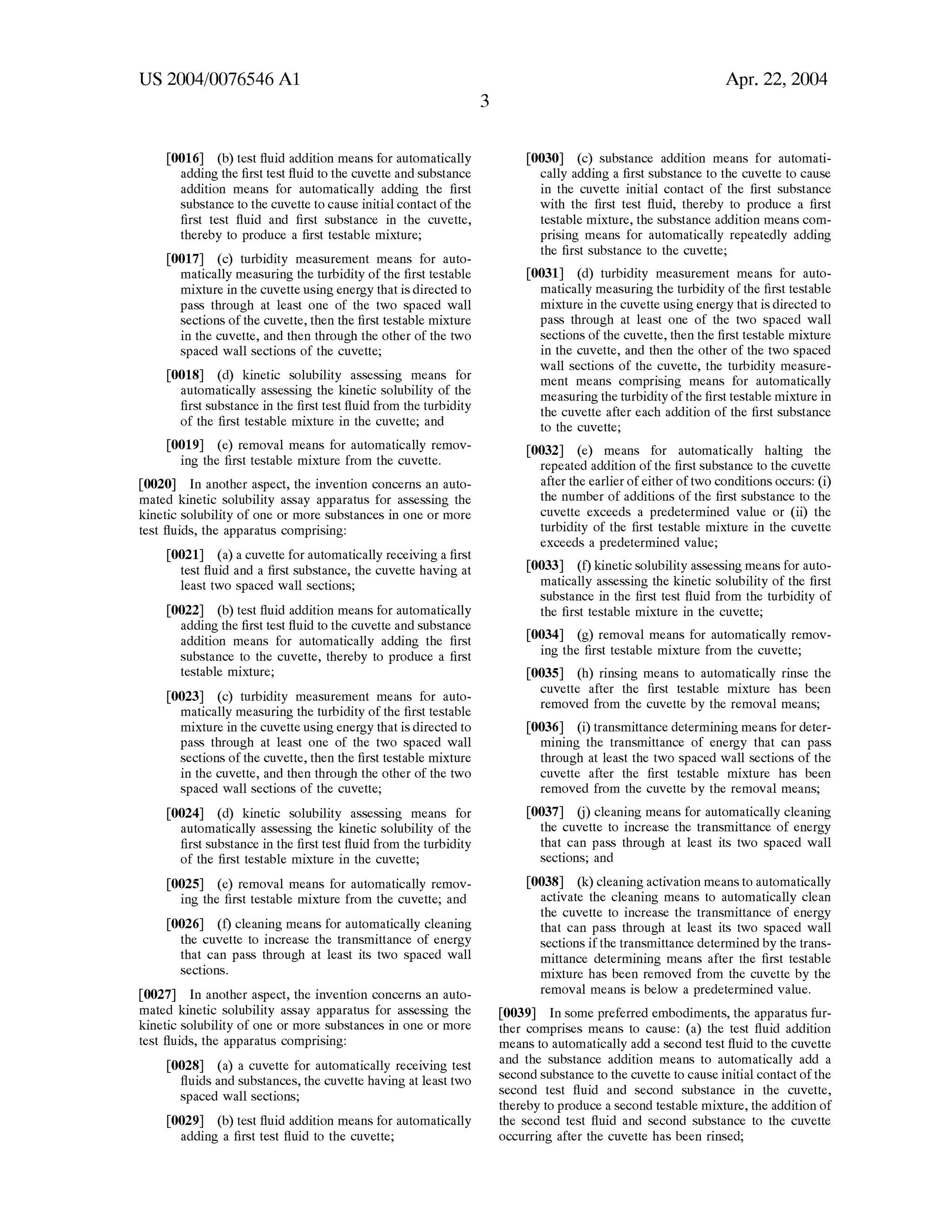Automated Kinetic Solubility Assay Apparatus and Method