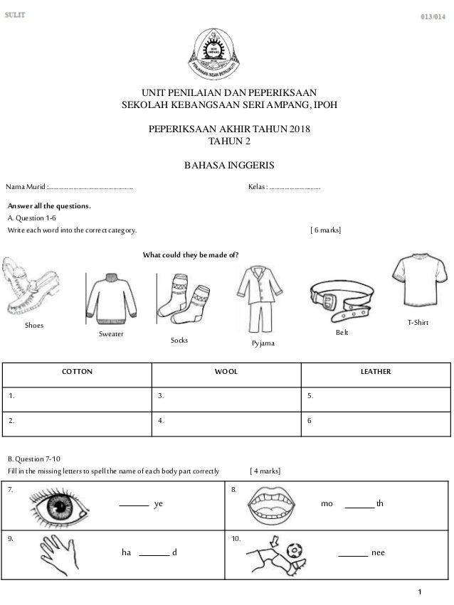 Latihan Bahasa Melayu Tahun 2 2018