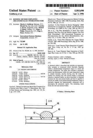 Bonding Method Employing Organometallic Inerconnectors (SuperConductivity Bonding Method) United States 5,503, 698 Pat5503698