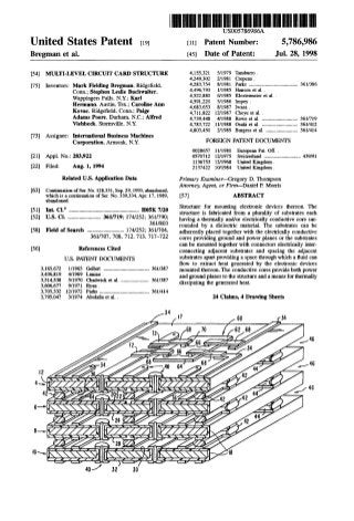Multi-level circuit card structure - US Patent 5786986