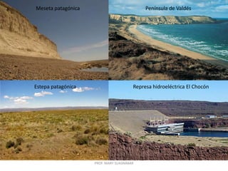 Meseta patagónica

Estepa patagónica

Península de Valdés

Represa hidroeléctrica El Chocón

PROF. MARY SUASNÁBAR

 