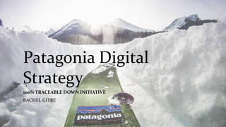 Patagonia Digital 
Strategy 
100% TRACEABLE DOWN INITIATIVE 
RACHEL GITRE 
 