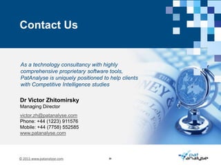    Overall 8,000 patent were screened, and 80 most relevant patents identified