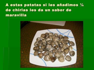 A estas patatas si les añadimos ¼ de chirlas les da un sabor de maravilla 