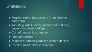 1. Individual channels are either open or closed
(no partial openings)
2. Each channel opening is only a brief event
compared to the total duration of the whole
cell voltage-dependent sodium current.
3. Channel opening and closing is variable in
duration and latency.
4. The overall probability of channel opening is
similar to the total sodium current. Look at the
sum of the currents from 300 trials.
5. Sometimes an individual channel doesn’t open
even once.
6. Second openings are rare (because of
inactivation)
Summation of 300 recordings
Properties of individual voltage-
dependent sodium channels
The macroscopic sodium
current
 