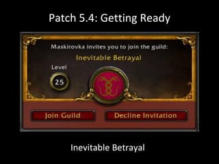 Patch 5.4: Getting Ready
Inevitable Betrayal
 