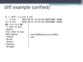 Patching files in unix using diff and patch commands | PPTX