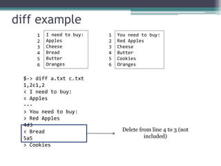 Patching files in unix using diff and patch commands | PPTX