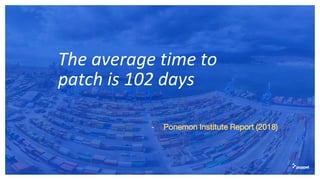 The average time to
patch is 102 days
- Ponemon Institute Report (2018)
 
