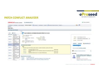 Copyright © 2019, eProseed and/or its affiliates. All rights reserved. | Confidential
PATCH CONFLICT ANALYZER
 