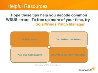 Common WSUS Errors Codes - Decoded and Resolved | PPT