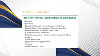 patch test in dermatology principle, indications | PPTX