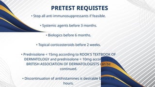 patch test in dermatology principle, indications | PPTX