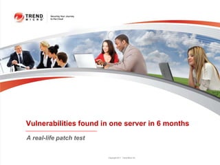Vulnerabilities found in one server in 6 months
A real-life patch test


                         Copyright 2011 Trend Micro Inc.
 