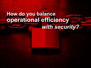 How do you balance
operational efficiency
                                     with security?




         Trend Micro Confidential 2/23/2012   Copyright 2011 Trend Micro Inc. 22
 
